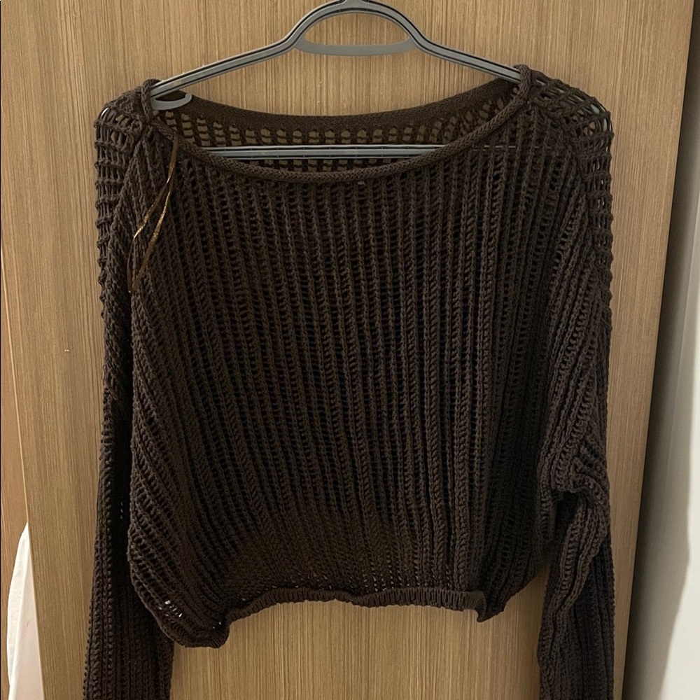 Ardene Dark Brown Open-Knit Sweater